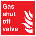 Gas shut off valve with flames Text: 